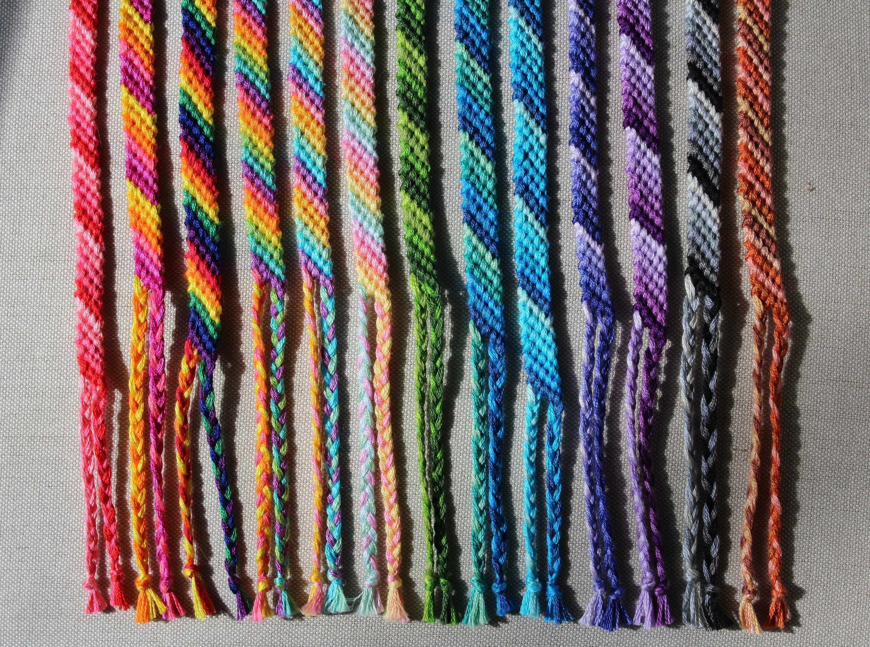 Custom Candy Stripe Friendship Bracelets, Colourful Woven String