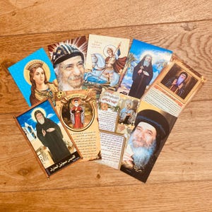 Lot de 9 grandes cartes prière des saints coptes