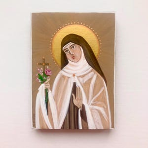 Origineel handgeschreven pictogram van heilige Theresia van Lisieux