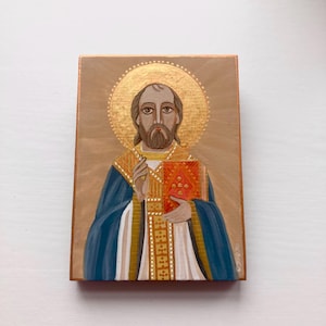 Origineel handgeschreven pictogram van de heilige Johannes Chrysostomus