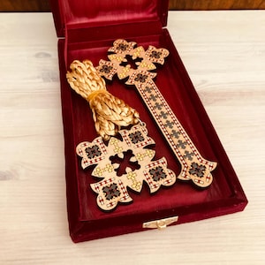 Extra large Iota Hand painted Coptic Cross set