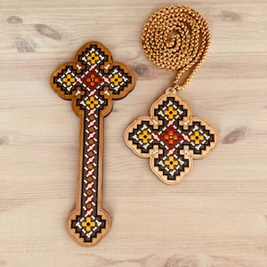 Extra großes Iota Handgemaltes Koptische Kreuz