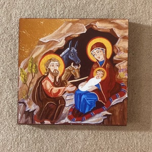 The Nativity [print on wooden board]