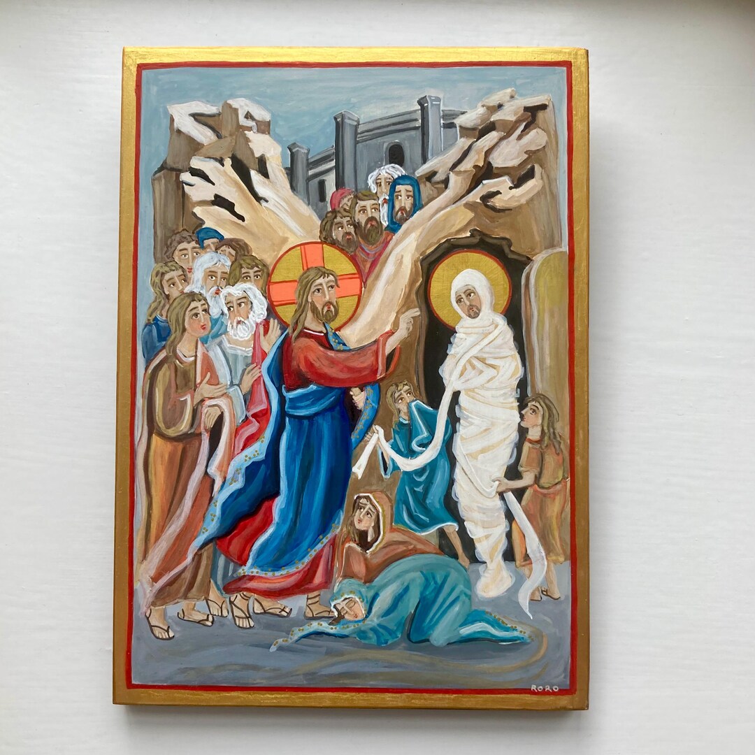 Jesus Raises Lazarus From the Dead - Hand-painted Coptic Icon - Etsy