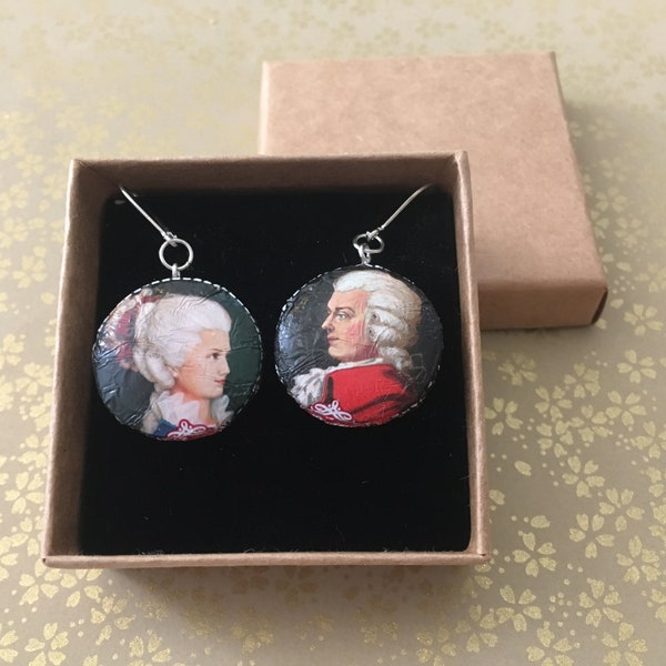 Wolfgang Amadeus Mozart and Maria Constanze Earring set