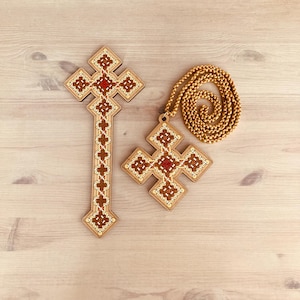 Extra large Iota Hand painted Coptic Cross set