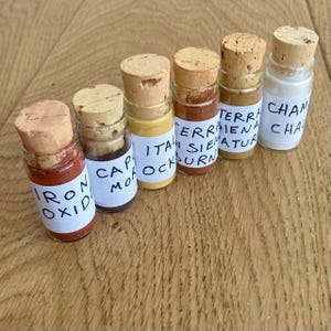 Set of 6 × 10g Natural Fine Mineral Pigments for Icon Painting
