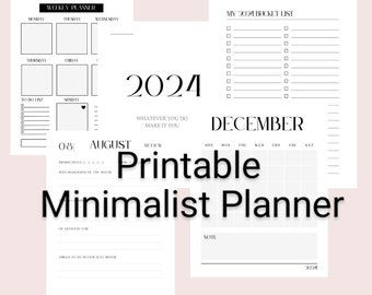 Black and White Minimalist Planner Printable