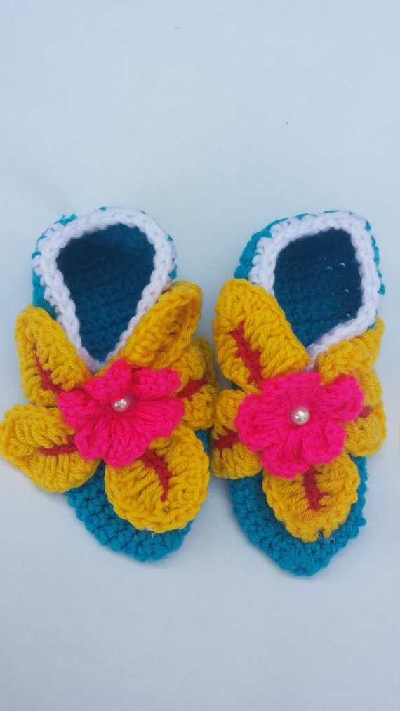 Items similar to Miss Blue Slipper with yellow sunflower on Etsy