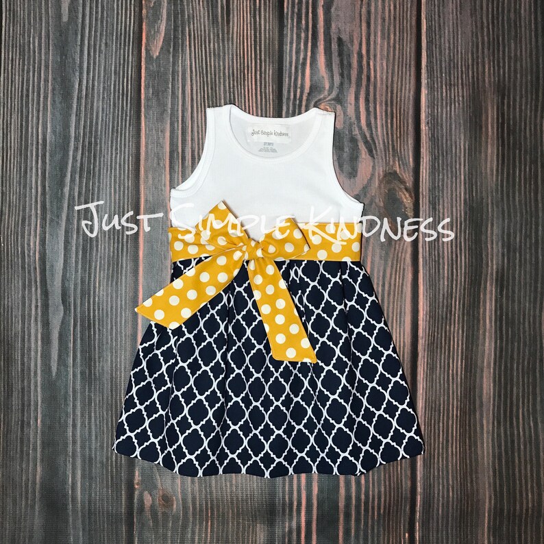 Toddler Girls Pink Navy Quatrefoil Spring Summer Dress Dresses Outfit Clothes