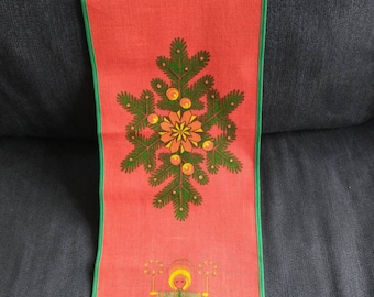 Retro table runner Christmas made of jute