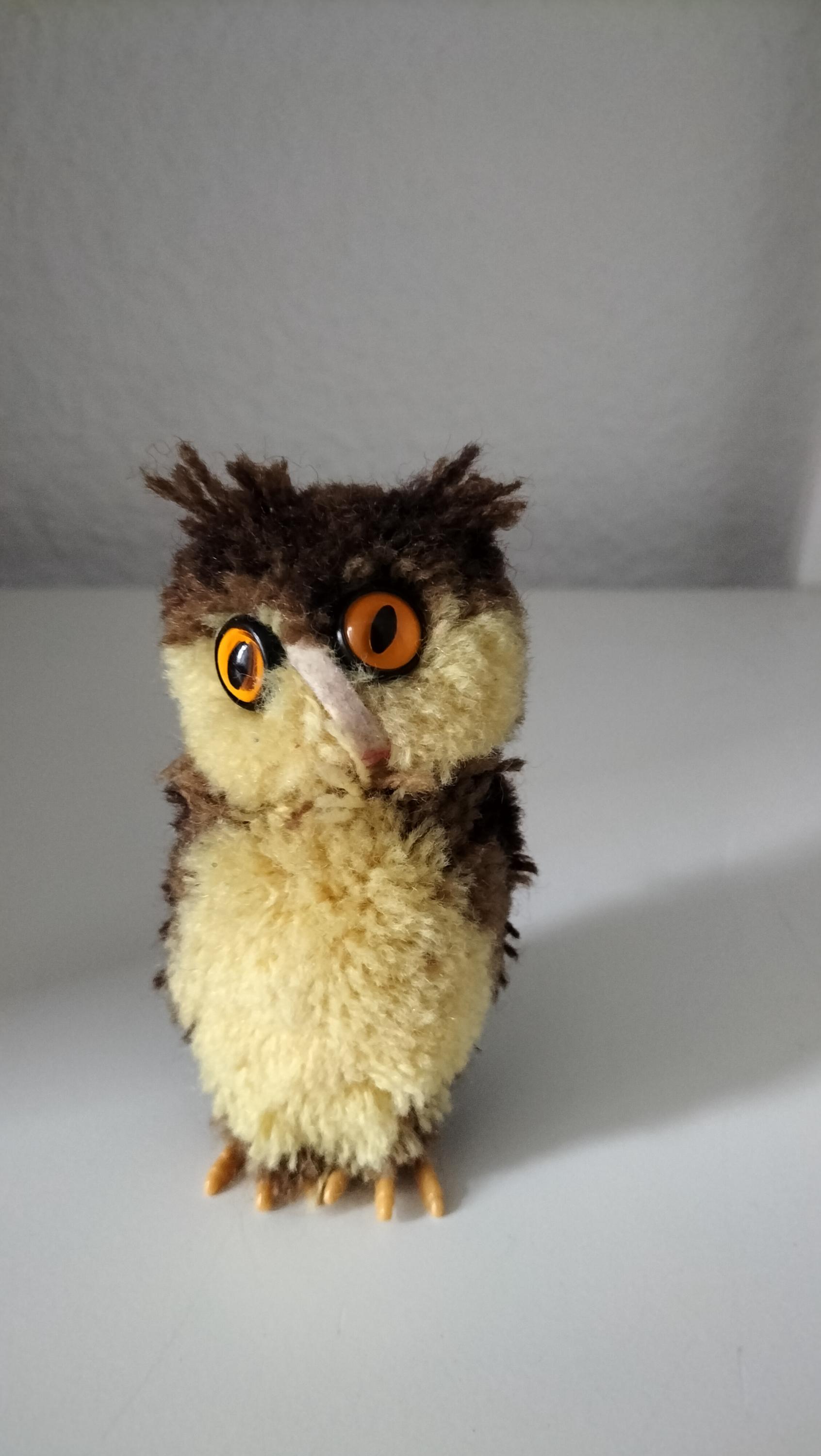 Chouette Steiff En Peluche Avec Yeux En Verre - 14 Cm - Parfait état