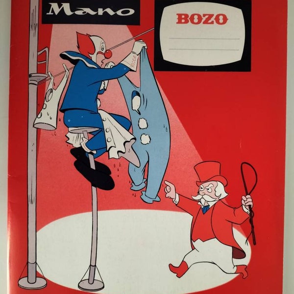 Vintage BOZO der Klown Schulheft aus Frankreich 1974 NEW