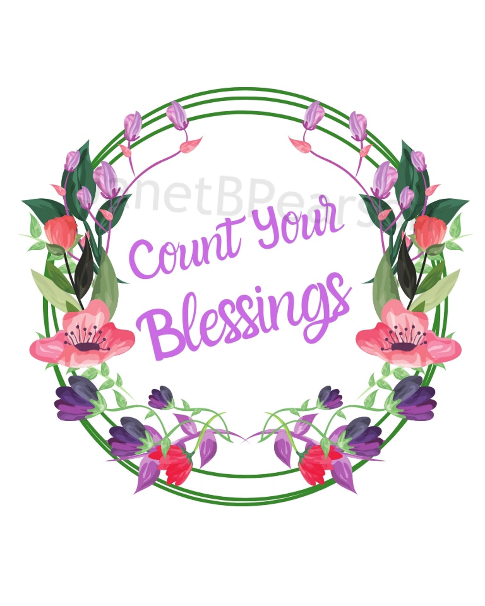Count Your Blessings Printable Art Digital Download. Flower - Etsy