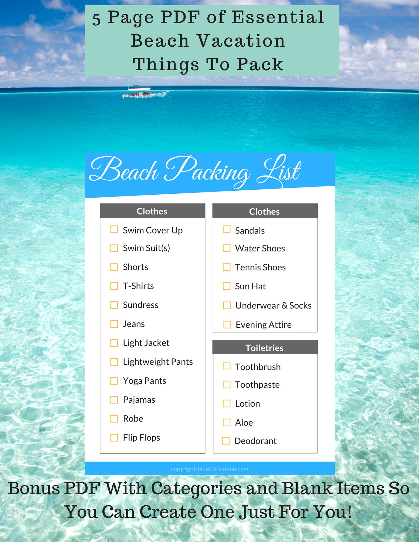 Ultimate Beach Vacation Packing List. Includes 5 PDF Pages of - Etsy