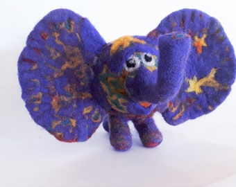 ELEPHANT OOAK - needle-felted toy-little elephant of stardust color -gift