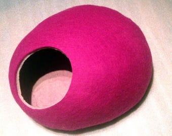 Cat bed/cat cave/cat house/Pink felted cat cave/ any сolors