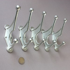 5 wall hooks silver, coat hooks