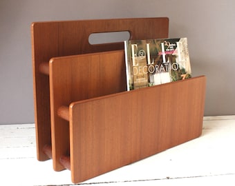 Danish newspaper magazine stand wood, newspaper magazine rack holder, Denmark 50s 60s Mid Century, gift her him husband wife sister brother