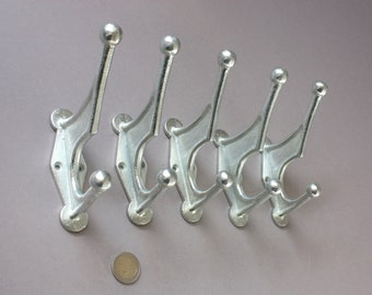 5 wall hooks silver, coat hooks