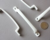 4 straight door knobs white, drawer cabinet pulls metal, handles grips, country style, classic rustic