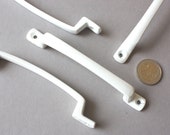 1 straight door knob white, drawer cabinet pull metal, handle grip, country style, classic rustic