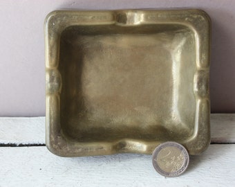 Vintage Aschenbecher Bronze eckig, Metallaschenbecher, rustikales Brutalist Wohnaccessoire Geschenk Raucher
