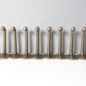 5 new old stock brass wall hooks, vintage towel hooks, Germany 50s 60s image 3