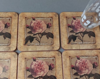 Pimpernel coasters, glass coaster set, trivet cork