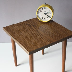 Square 60s Plant Stand Wooden Optic, Small Vintage Coffee Table