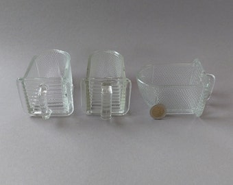 Glass scoops, 3 small glass jars, Oberland Vintage