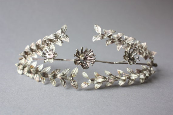 Antique Wedding Headpiece Myrtle silver, Hair Acc… - image 8