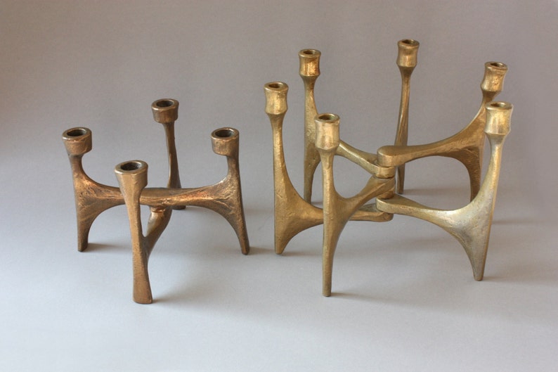 Brutalist Candle Holder Stand Bronze Vintage Candlestick Etsy UK