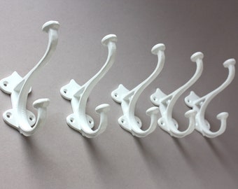 Wall hooks white, coat hooks 5 pieces