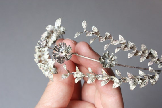 Antique Wedding Headpiece Myrtle silver, Hair Acc… - image 1