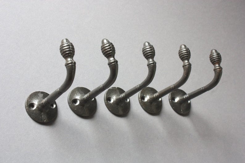 5 Small Rustic Wall Hooks Grey Colored Towel Hook Gray Anthracite Bathrobe Coat Rack Furniture Home Decor