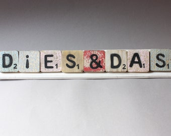 9 Scrabble letters, nursery letters