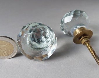 1 door knob "diamond" elegant, drawer pull transparent, drawer knob clear glass, dresser pulls, handle grip, hook bronze brass colored