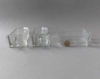 Glass scoops 3pcs., small glass jars, Ruhrglas Vintage