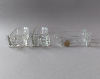 Petits pots en verre, 3 pots à épices plats Ruhrglas, pots pour armoires de cuisine