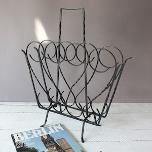 Newspaper stand Vintage, Boho newspaper rack, magazine holder