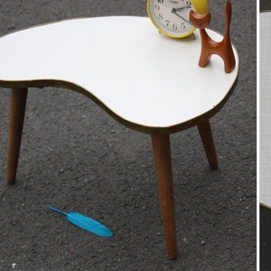 Small coffee table kidney shaped / plant stand / side table / nightstand / furniture Germany / Mid Century 50s 60s / white apricot