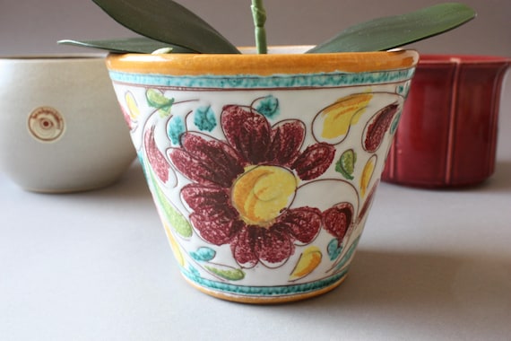 Blumentopf Boho, Übertopf bunt, italienische Keramik