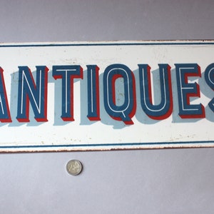 Enseigne antique Shabby, enseigne en métal style vintage, enseigne de porte antique rustique, nostalgique bleu blanc rouge