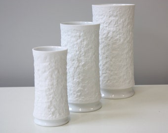Set of 3 bisque vases Op Art, Handmade Germany, Royal Porcelain Bavaria KPM