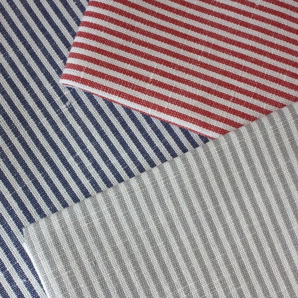 Stripes Pattern Half Linen Kitchen Towel, Tea Towel maritime, Thicker Dish Towel, Classic Towel Vaitkute, red, blue, grey