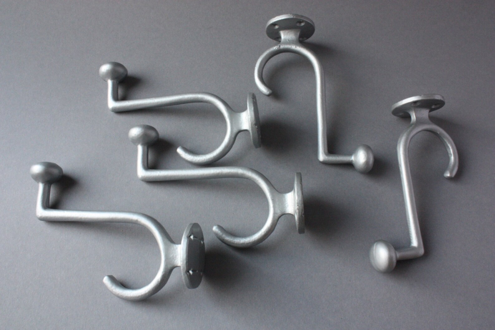 5 wall hooks grey silver colored / gray towel hook / coat rack Etsy
