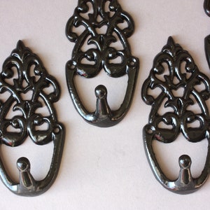 Coat hooks black, 5 pcs. jacket hooks, towel holder