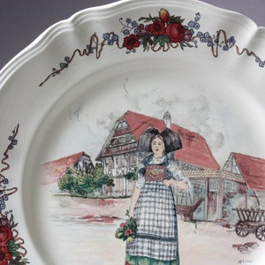 Sarreguemines, Obernai, piatto per torta in ceramica, piatto per torte vintage