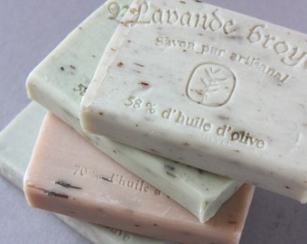 Savon de Marseille Lavender Blossom olive oil, Soap Vegan Fleurs de Lavande, rustic Provence soap, French scented soap